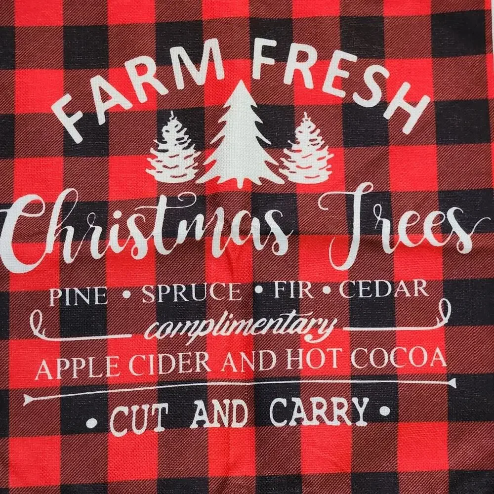 🎄 New Set of 4 Christmas Holiday Pillow Covers Buffalo Check Plaid Truck Farm